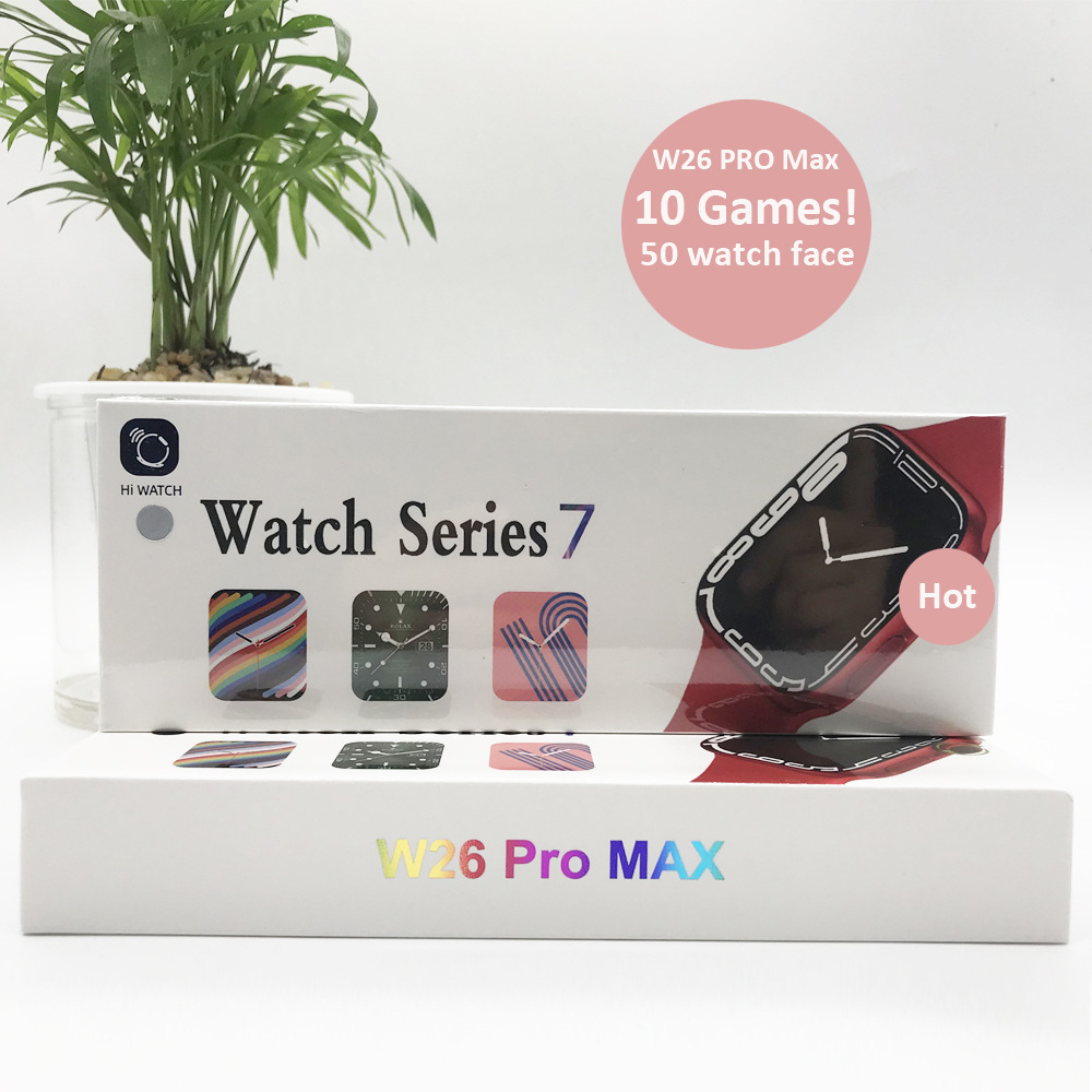 Đồng hồ thông minh W26+Pro Series7 điều khiển được bằng nút tròn hỗ trợ cài đặt hình nền  10 game full màn 44mm dùng cho cả thiết bị ios và androi