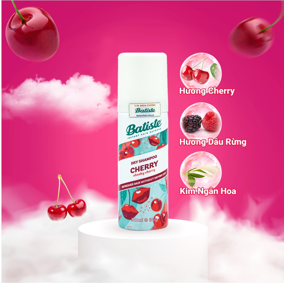 Dầu Gội Khô Hương Anh Đào - Batiste Dry Shampoo Fruity & Cheeky Cherry 50ml  | Lazada.vn