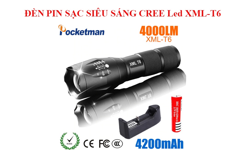 Đèn Pin Siêu Sáng  XML-T6, Đèn Pin Police T6
