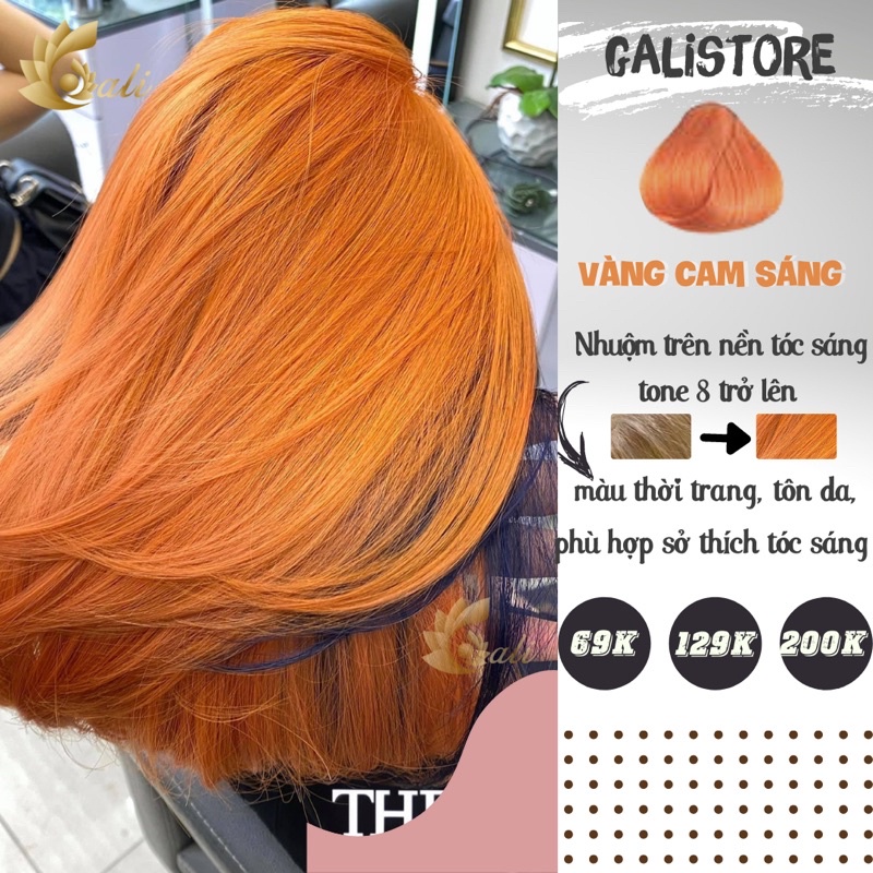 Màu vàng cam đào của loại thuốc nhuộm này sẽ giúp mái tóc của bạn trở nên đầy sức sống và sức quyến rũ. Hãy xem hình ảnh để cảm nhận tinh tế của màu sắc này trên tóc bạn.