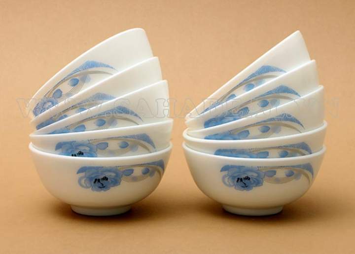 Bộ 10 chén sứ opal cao cấp - bộ 10 chén sứ hoa văn cao cấp