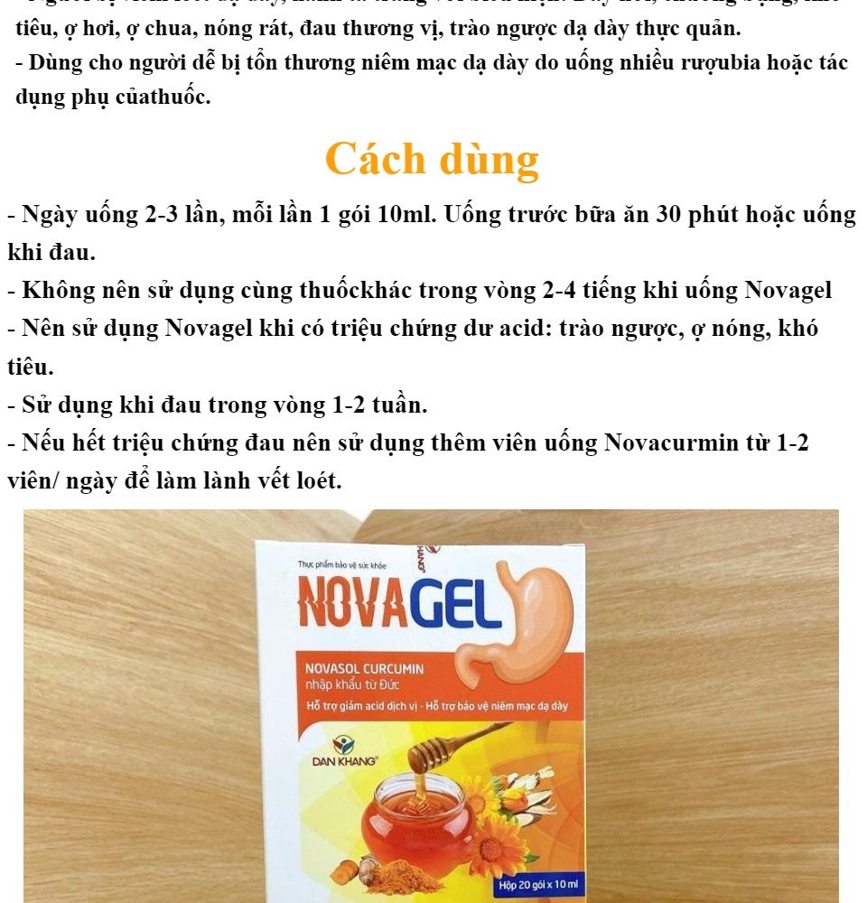 Novagel / Nova gel cvspharmacy Hộp 20 gói Hỗ trợ giảm đau dạ dày bảo vệ niêm mạc dạ dày