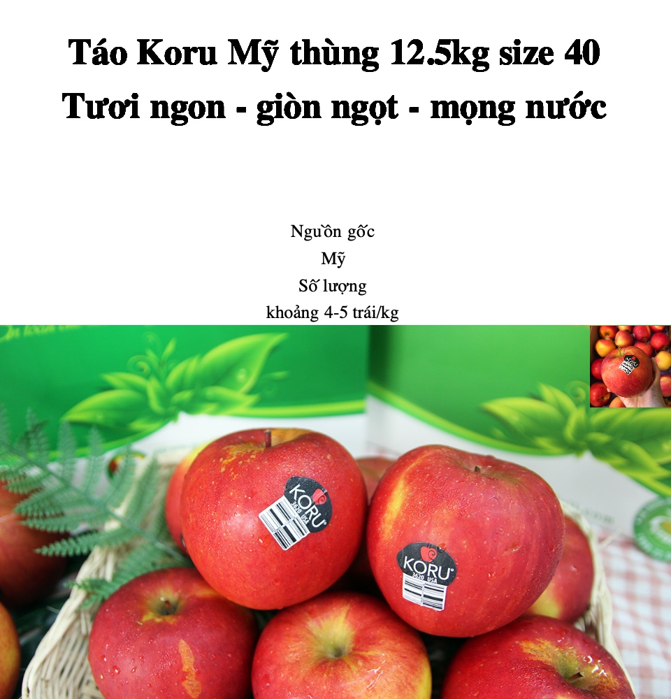 [Hà Nội] Táo Koru Mỹ thùng  size 40 - Giòn ngọt, thơm ngon - Nhập  khẩu từ Mỹ - Giao hàng siêu tốc Hà Nội 