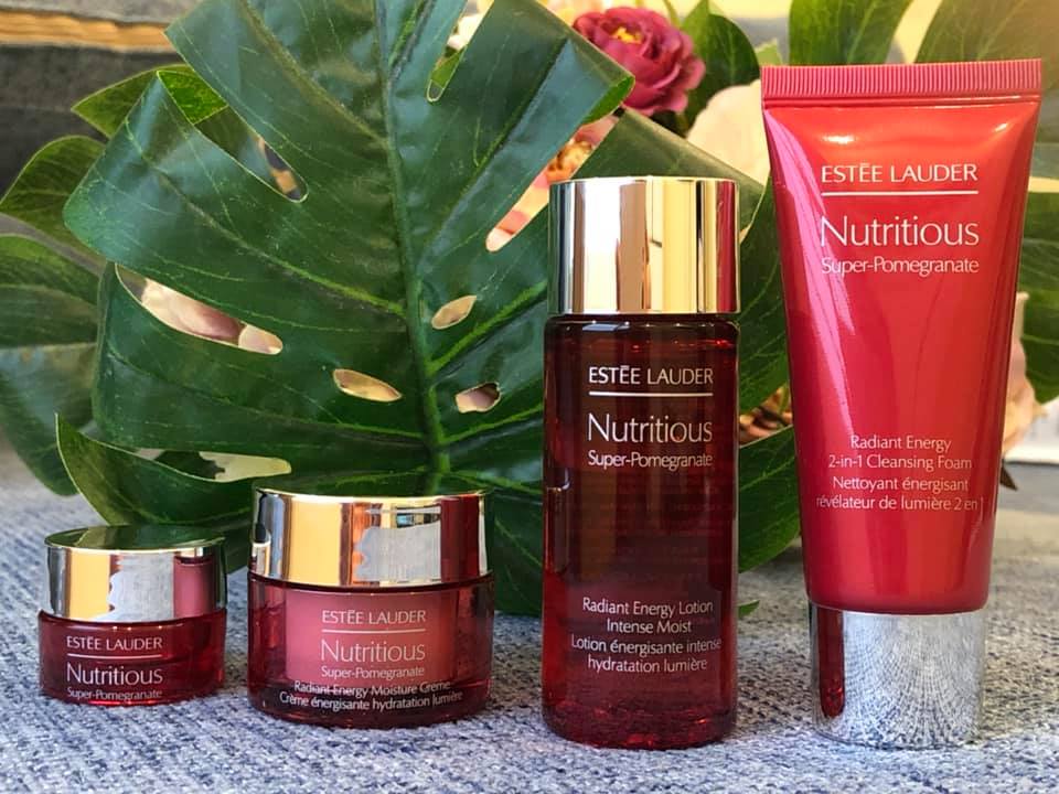 set estee lauder lựu đỏ Nutritious Super-Pomegranate mini, unbox