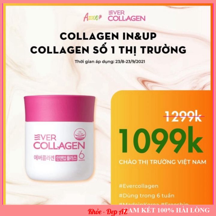 💕CAO CẤP💕Ever collagen in&up plus- Viên uống tổng hợp bổ sung collagen số 1 Hàn Quốc, Collagen dạng viên giúp làm đẹp da, tóc và móng, cải thiện trí nhớ- Loại 1 Hộp/ 2 Hộp