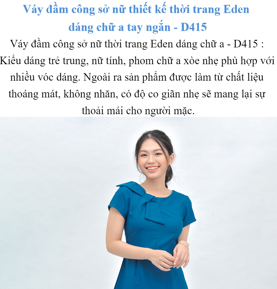 Váy đầm công sở nữ thiết kế thời trang Eden dáng chữ a tay ngắn ...