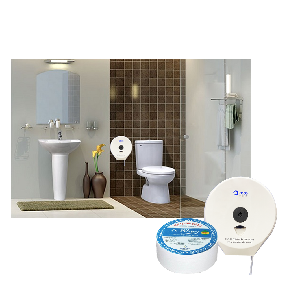 Combo 10 giấy vệ sinh cuộn lớn cao cấp 2 lớp 900g AN KHANG SOFT | THẾ GIỚI GIẤY | 100% bột giấy nguyên sinh | AKS900 | giấy vệ sinh công nghiệp | giấy vệ sinh tan trong nước | giấy vệ sinh 2 lớp
