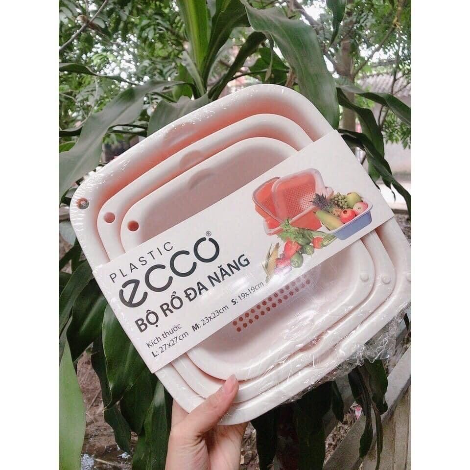 Bộ Thao Rổ Nhựa Vuông Đa Năng 6 Món ECOCO, Có Cả Rổ Và Thau Nhựa, Tiện Lợi Cho Phòng Bếp Nhà Bạn