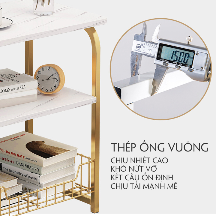 Bàn Trà Mini Bàn Cafe Đặt Cạnh Sofa Kệ Decor Phòng Khách Kệ Mỹ Phẩm Hình Tròn 2 Tầng