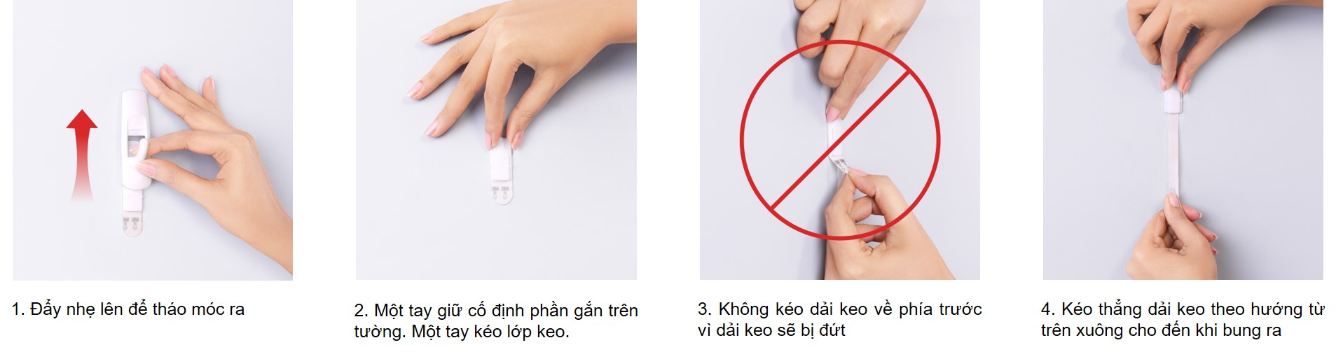 Móc dán tường Command 3M vỉ 3 cái chịu lực 1.3kg - Độ bền cao, bám cực chắc, tháo cực dễ 17086