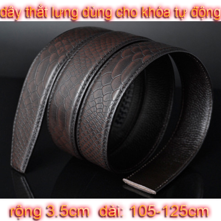 dây nịt nam, dây thắt lưng dùng cho khóa tự động thời trang da bò dập vân vảy rông