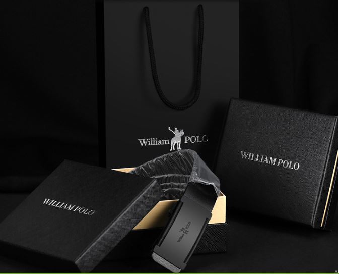 Thắt lưng da nam cao cấp william polo, dây nịt nam da thật  ,khóa tự động mạ ti tan-[ kaimono]