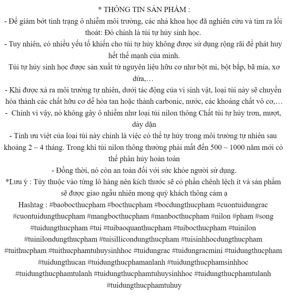 Combo 3 cuộn túi đựng thực phẩm sinh học