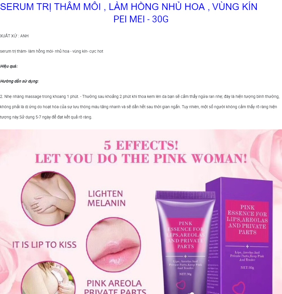 SERUM TRI THÂM - LÀM HỒNG MÔI - NHŨ HOA VÙNG KÍN PEI MEI - 30G 1