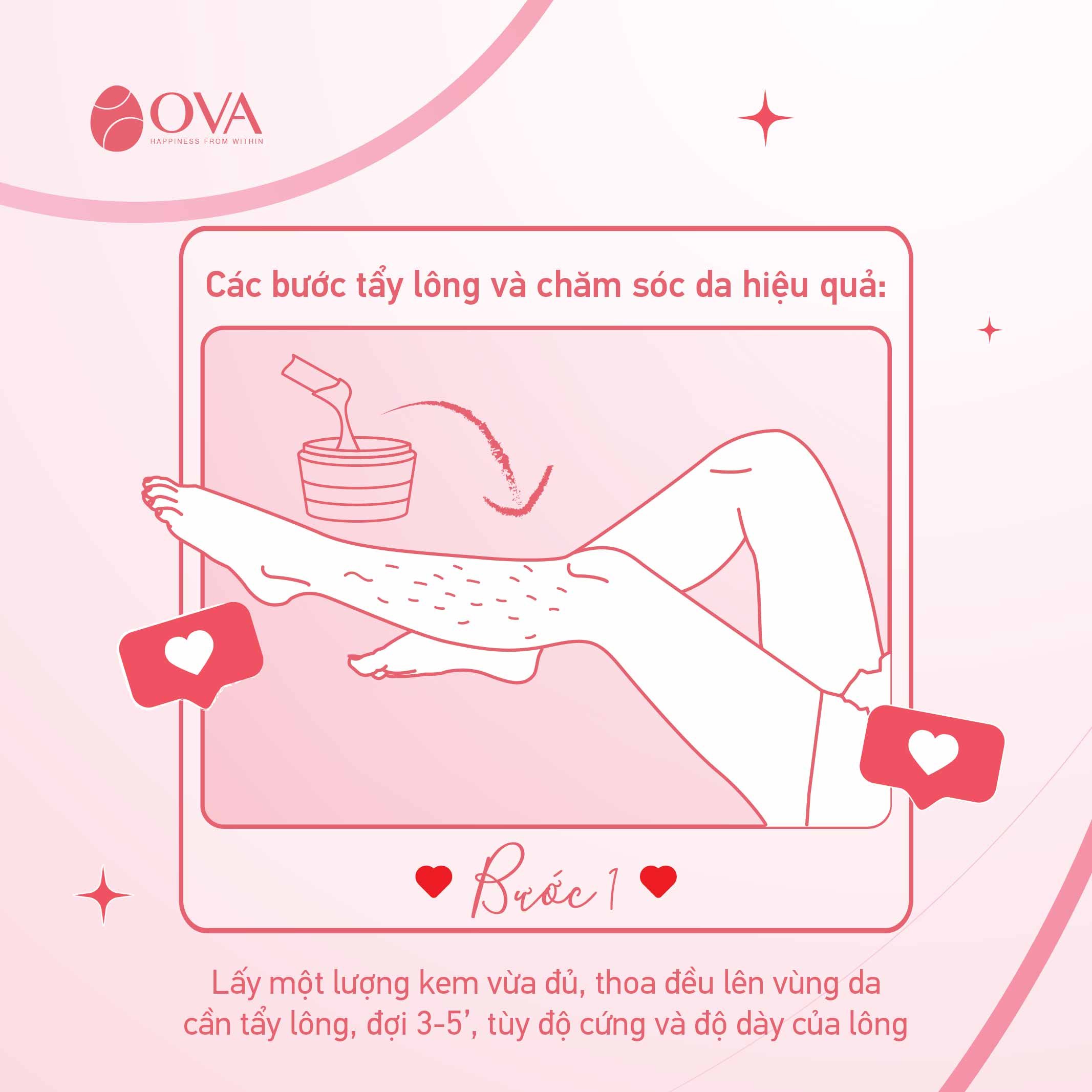 Kem tẩy lông OvaMin - triệt lông chân, tay, bikini, vùng kín, an toàn và không gây kích ứng da, 100ml