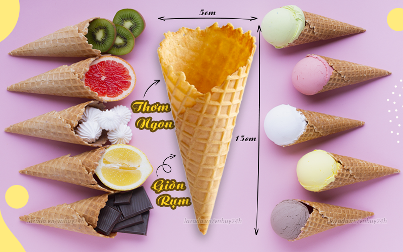 Vỏ Bánh Ốc Quế Đựng Kem - Bịch 10 Cái Thơm Giòn Ăn Kem