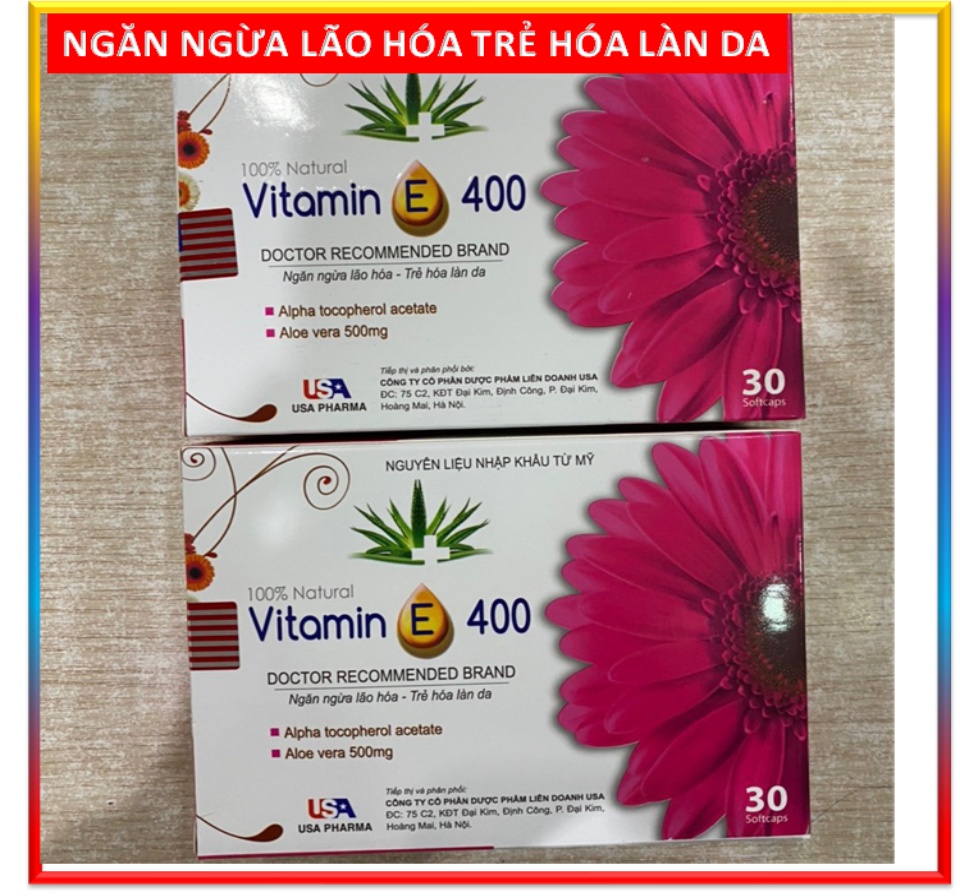 Viên Uống Đẹp Da Vitamin E đỏ 4000mcg, Aloe vera 500mg Giúp sáng mịn da, chống lão hóa ,sạm da 2