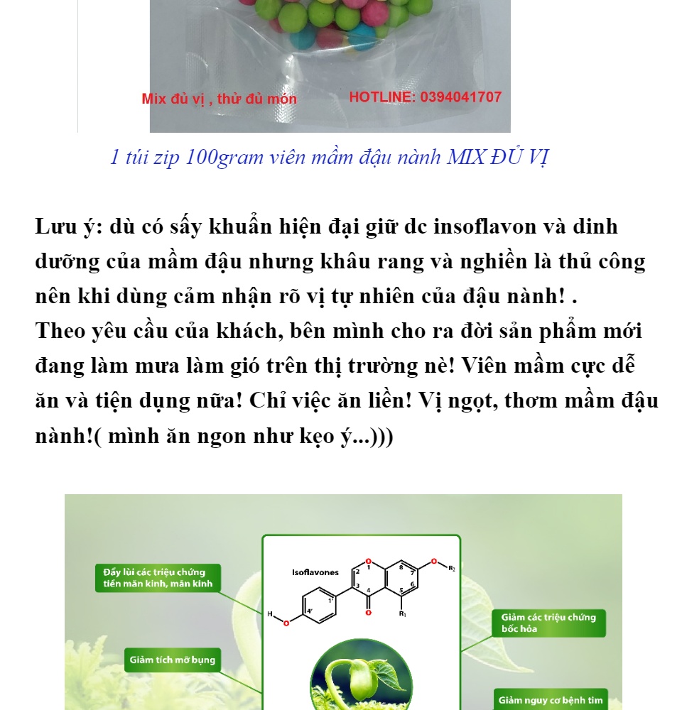 VIÊN MẦM ĐẬU NÀNH MIX ĐỦ VỊ 100GR