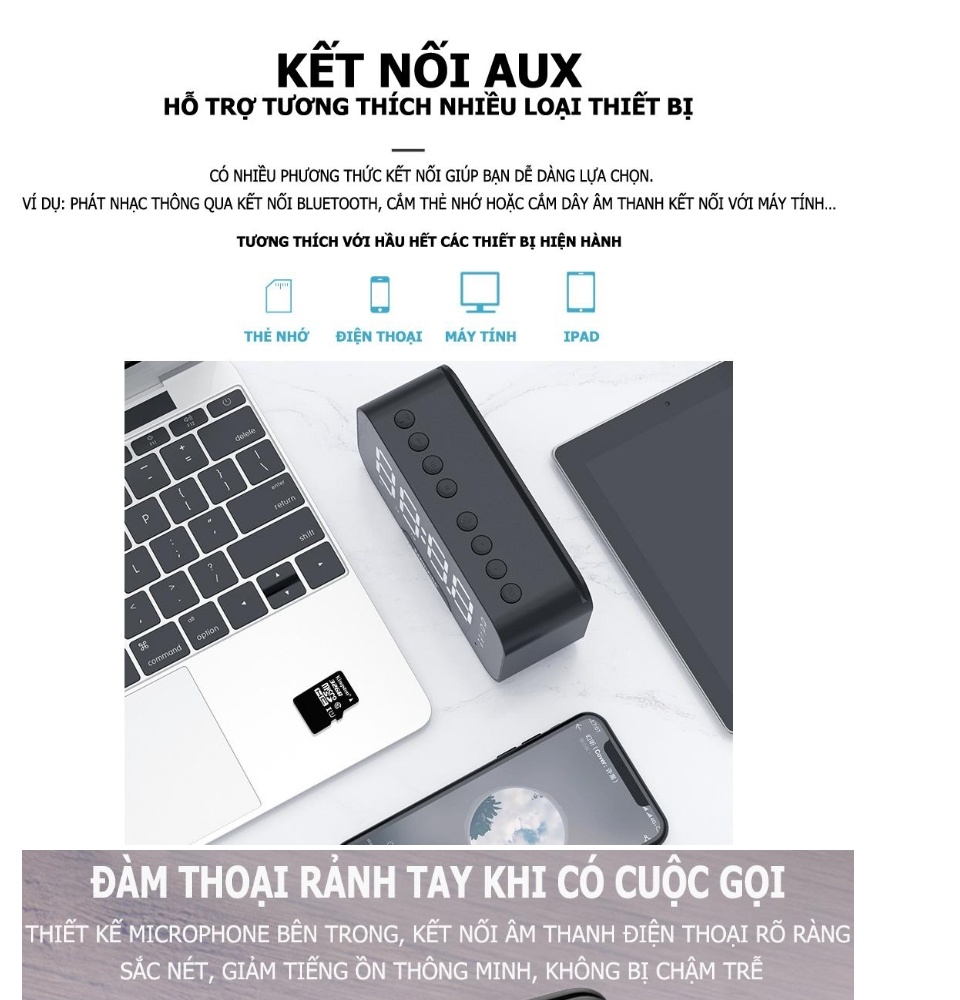 Loa Bluetooth màn hình gương mini AMOI kết nối điện thoại máy vi tính dùng