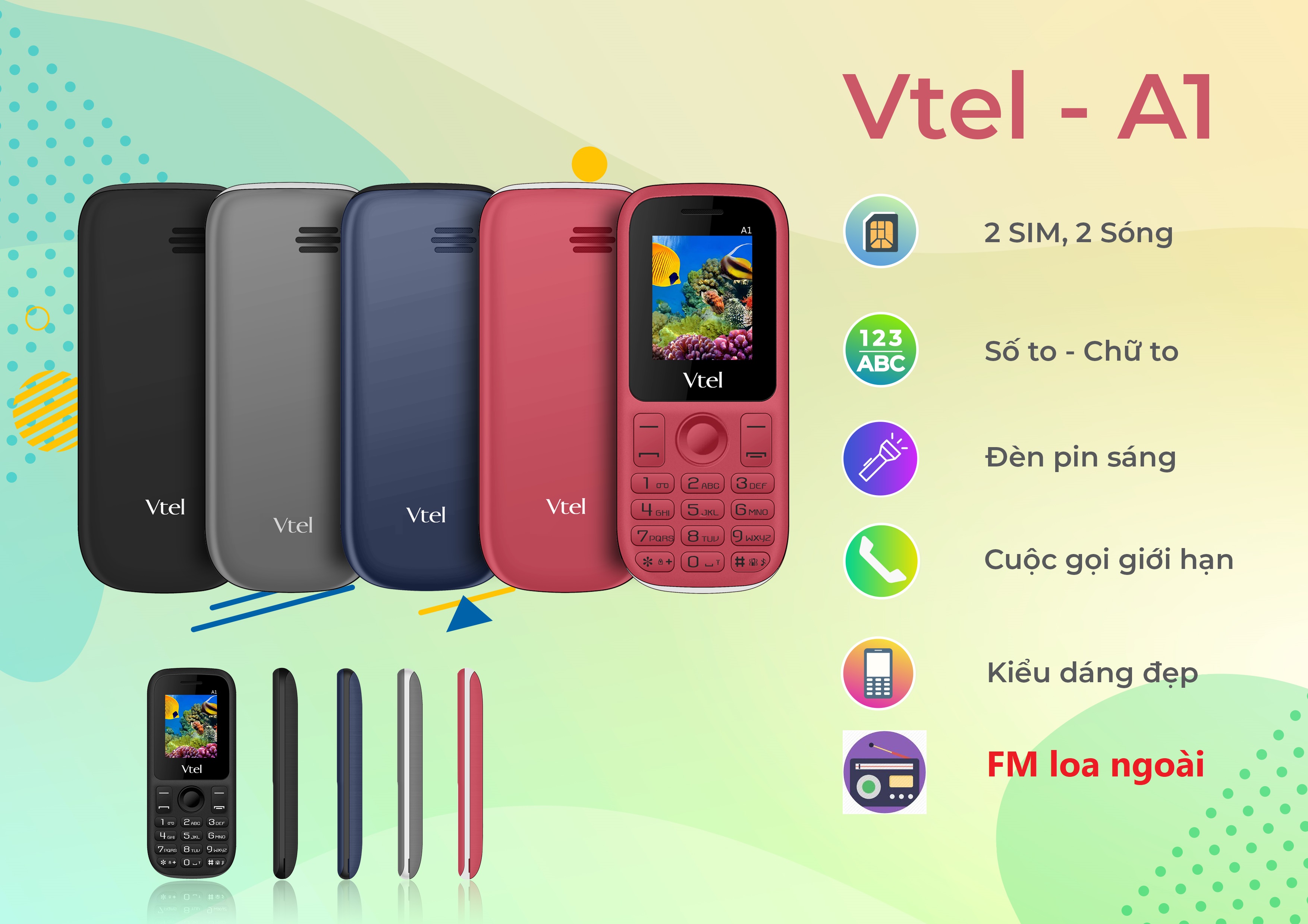 Điện thoại di động GSM Vtel A1 - Hàng chính hãng 2