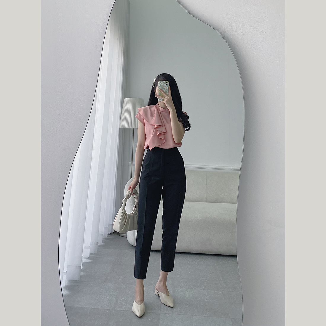 Áo kiểu nữ công sở thời trang Eden tay cánh dơi phối bèo - ASM148