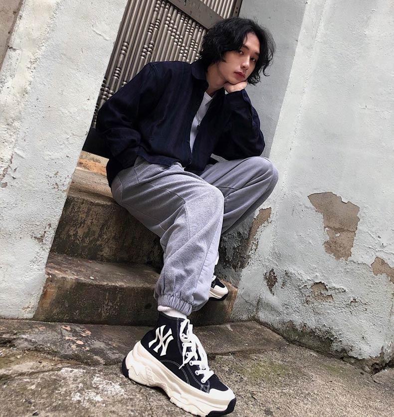 Giày MLB Chunky High New York Yankees Black Màu Đen