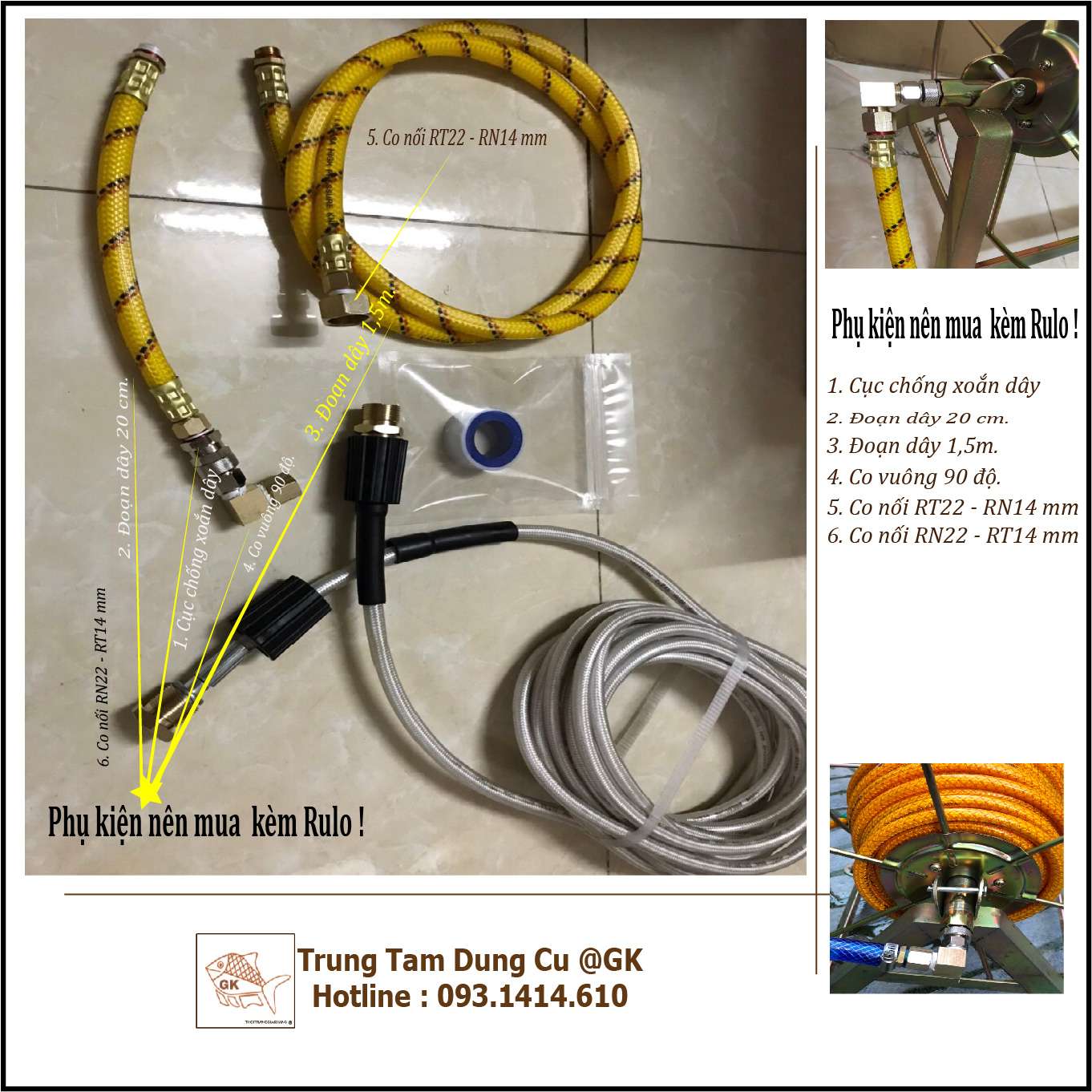Rulo cuộn ống nước rulo cuốn dây phun xịt áp lực cao Trung Tâm Dụng Cụ @GK Shopconcachep