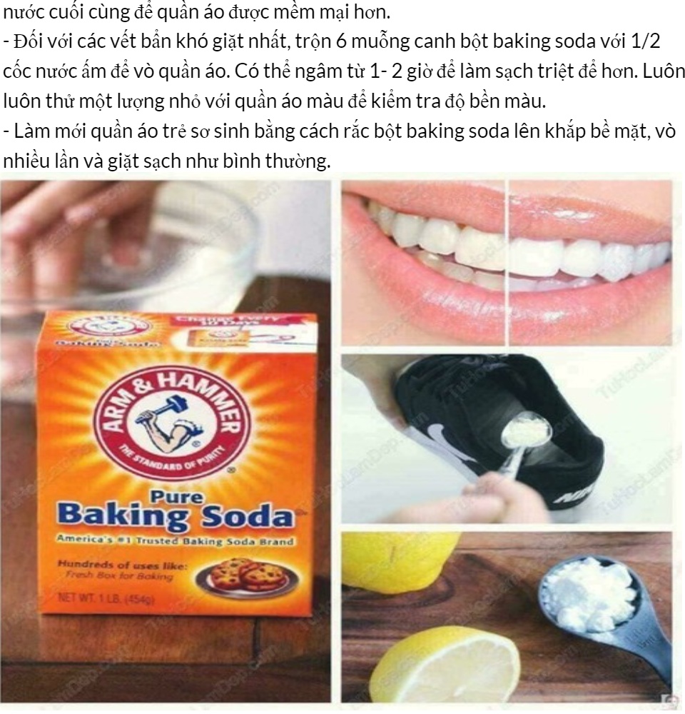 bột baking soda 454g, nhập khẩu mỹ, tẩy tế bào chết, dưỡng tóc, trắng răng, vệ sinh nhà cửa - nông sản vàng 6