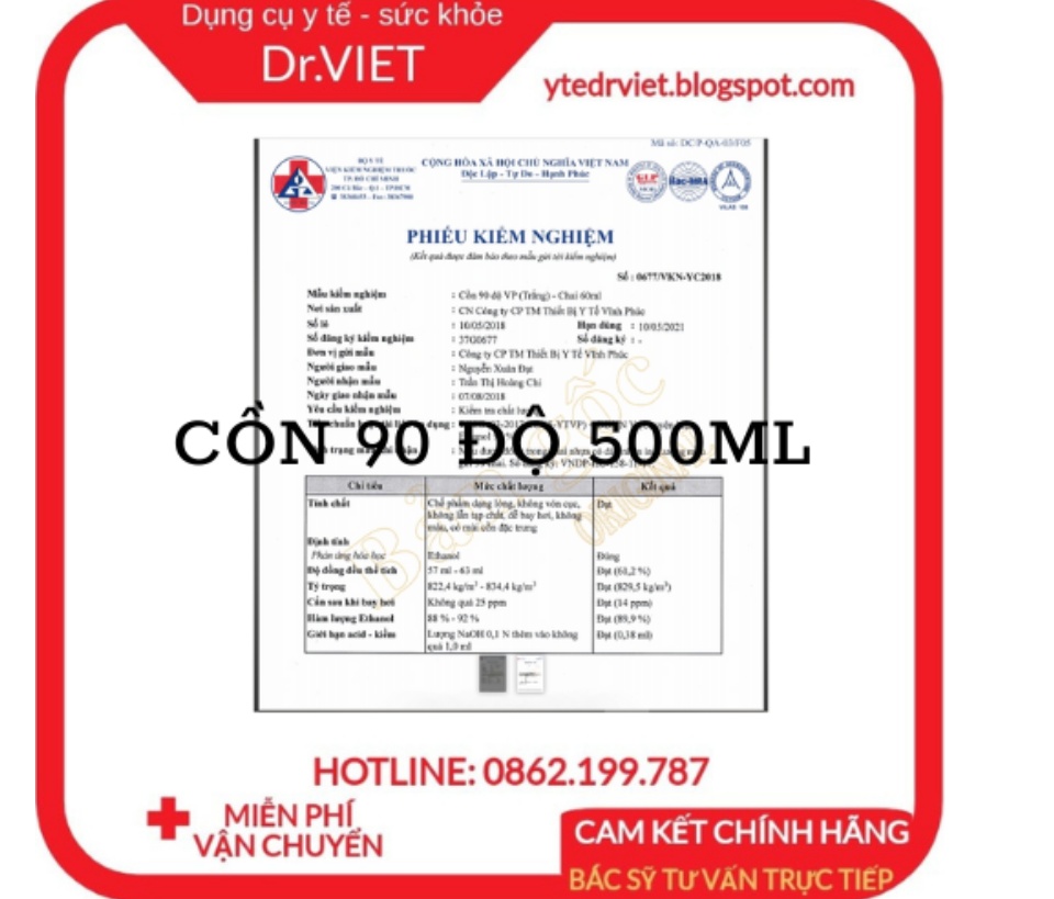 Cồn 90 Độ 500ml Vĩnh Phúc dùng tiệt trùng các dụng cụ y tế, bề mặt trong y tế, nồng độ cao khả năng sát trùng vết thương ngoài hiệu quả, sát khuẩn tay, vệ sinh diệt khuẩn tốt, hàng chính hãng - DrViet 66 Cồn 90 Độ 500ml Vĩnh Phúc dùng tiệt trùng các dụng cụ y tế, bề mặt trong y tế, nồng độ cao khả năng sát trùng vết thương ngoài hiệu quả, sát khuẩn tay, vệ sinh diệt khuẩn tốt, hàng chính hãng - DrViet