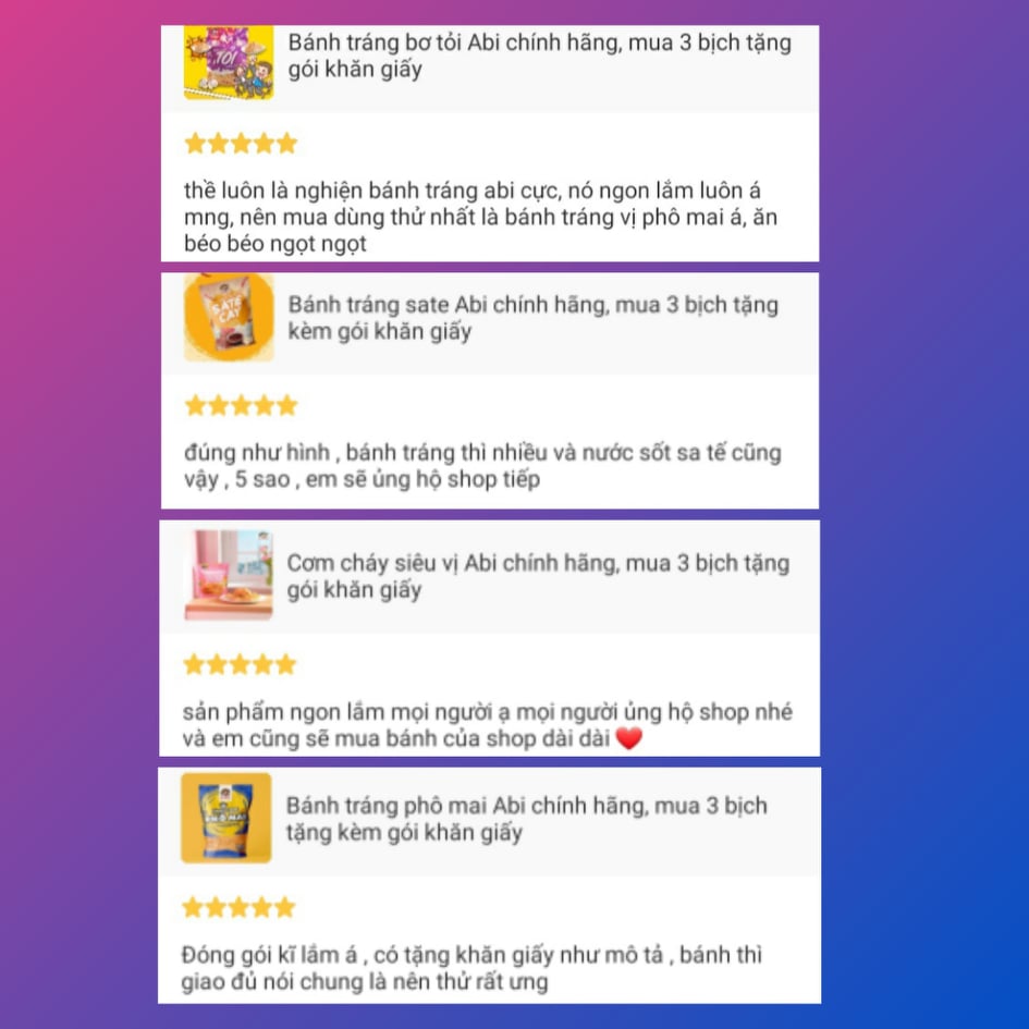 Bánh tráng me Abi chính hãng, mua 3 bịch tặng gói khăn giấy