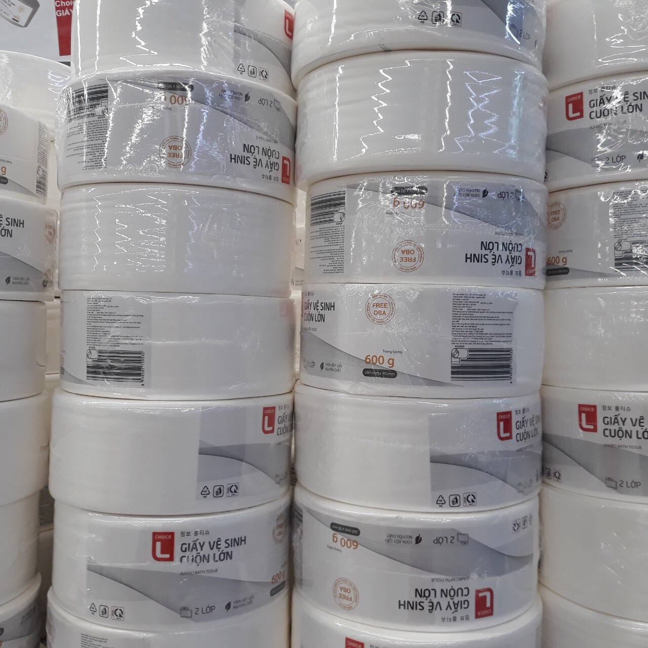 1 CUỘN Giấy vệ sinh cao cấp 2 lớp cuộn lớn Choice L Lotte Hàn Quốc 600g chính hãng