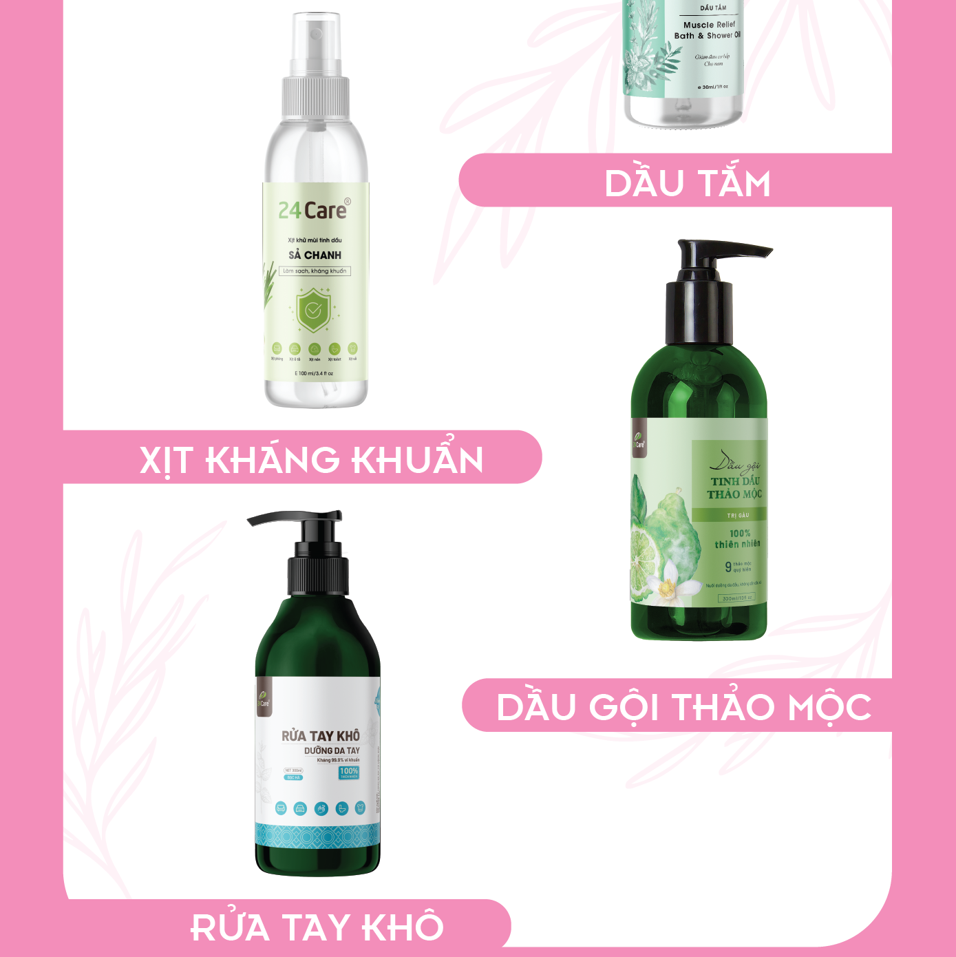 Tinh dầu thiên nhiên Hoa Anh Đào 24Care 10ml/100ml - xông phòng, chăm sóc tóc và da