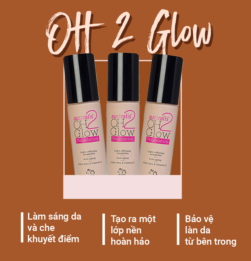 Kem Nền Mịn Nhẹ Che Phủ Cao Australis Oh 2 Glow Light Diffusing Foundation 28ml-Hàng Úc Chính Hãng