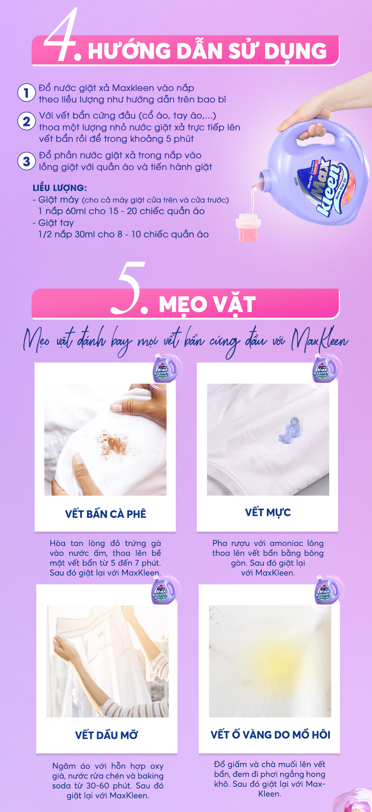 Túi nước giặt xả MaxKleen 2.4kg (Huyền Diệu/ Hoa Nắng/ Vườn Sớm Mai/ Cam Sả sạch khuẩn)