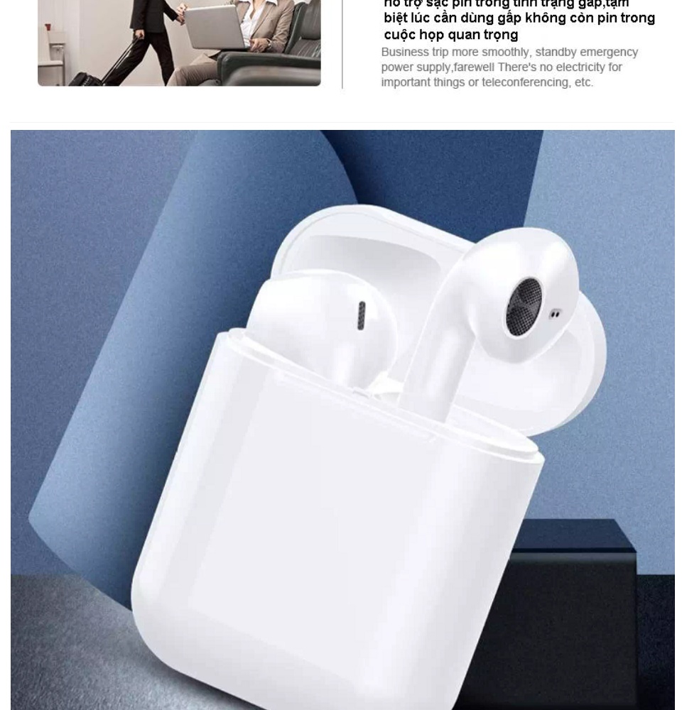 Tai Nghe Bluetooth i12 Bản Nâng Cấp Mới Và Vỏ Ốp Tai Nghe 32K Tai Nghe Đa Chức Năng Hỗ Trợ Cho Mọi Dòng Máy, Mic Đàm Thoại 2 Bên, Nút Cảm Ứng, Chống Ồn, Pin Trâu - Tai Nghe Bluetooth Không Dây i12, Tai nghe buetooth pin trâu hay 9
