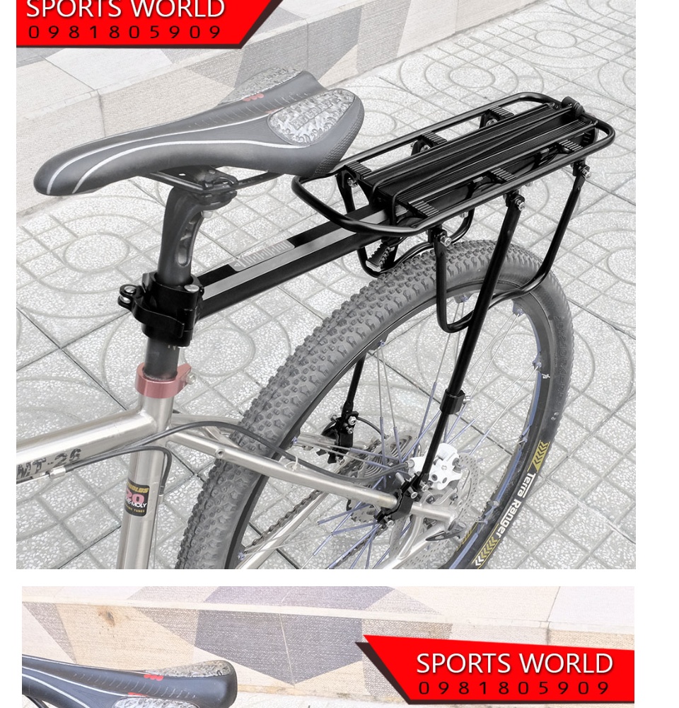 Baga gắn xe đạp gác baga xe đạp tải trọng 50kg - chất liệu nhôm