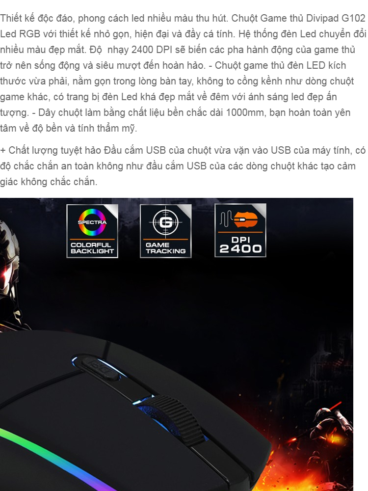 Chuột game thủ Divipard G102 Có led