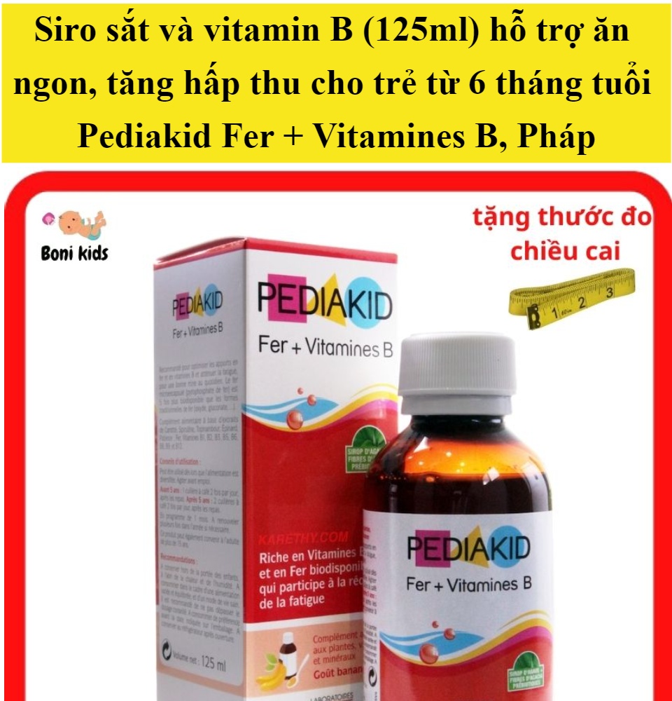 Siro sắt và vitamin B pediakid Pháp 125ml hỗ trợ ăn ngon, tăng hấp thu cho  trẻ từ 6 tháng tuổi Pediakid Fer + Vitamines B, Pháp | Lazada.vn