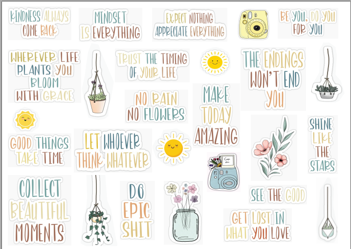 Sticker dán sổ tay, trang trí sổ dán ảnh, scrapbook, nhãn dán sinh nhật, giáng sinh