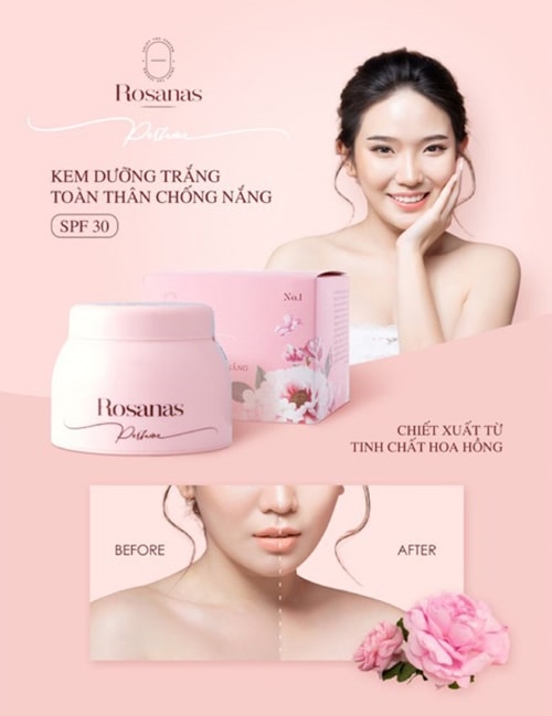 Kem Tắm Trắng Toàn Thân ROSANAS 125G Tan Nhanh Và Thẩm Thấu Sâu Vào Da Nhanh Chóng, Không Ăn Nắng _ Canary Health & Beauty