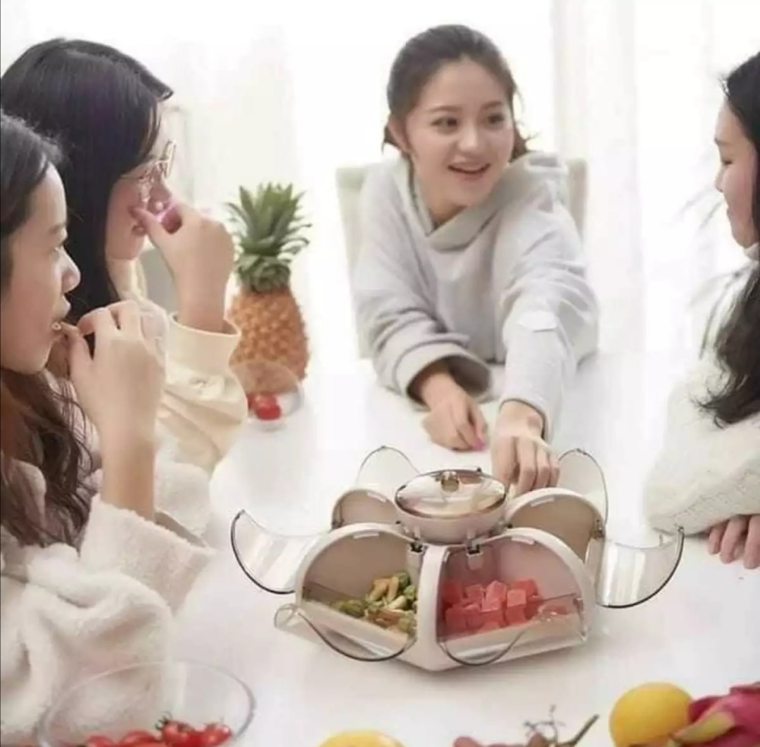 khay đựng bánh kẹo, hoa quả hình hoa sen. Hàng cao cấp. Đường kính 30,5cm, cao 12cm (QM227)