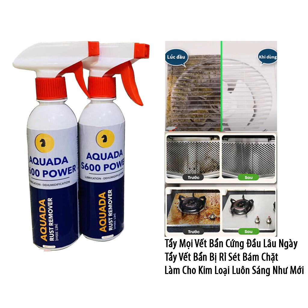 Bình Xịt Tẩy Sáng Bóng Đồ Dùng Aquada S600 Power - Bình Xịt Tẩy Rửa Nhà Bếp,Phòng Tắm,Nhà Vệ Sinh - Chất Tẩy Đồ Bị Rỉ Sét,Dầu Mỡ Bị Bám Lâu Ngày - Tẩy Rửa Bề Mặt,Sàn,Bàn Ghế,Cửa,,,,,