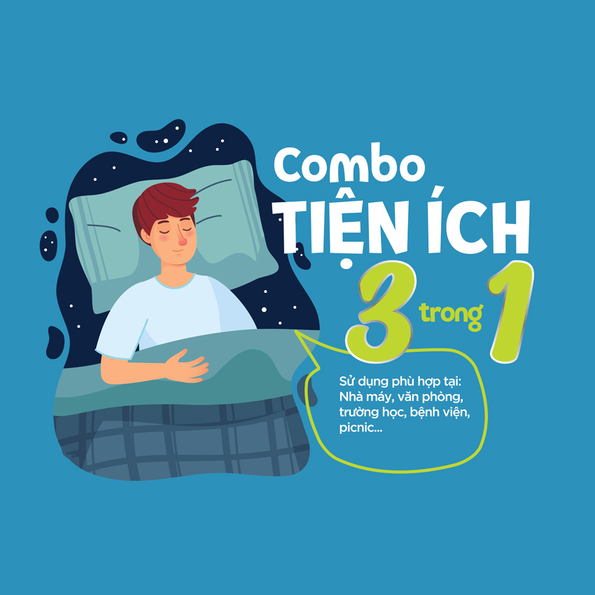 Đệm ngủ văn phòng 3 món, chiếu ngủ trưa văn phòng Hanvico by Homemark có thể gấp gọn và chống trơn trượt
