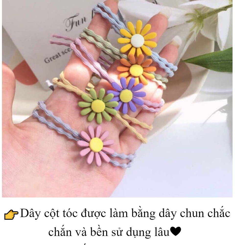 Dây cột tóc dây buộc tóc hoa cúc họa mi nhiều màu siêu bền