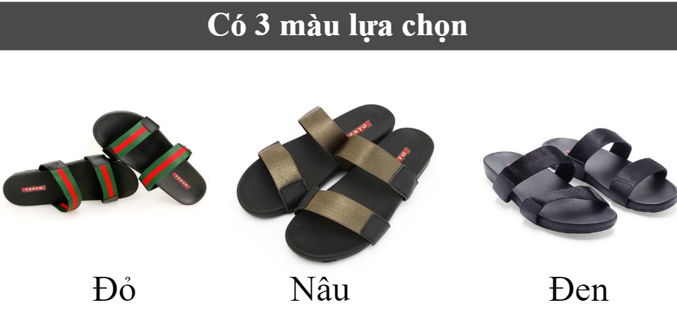 Dép nam 2 quai ngang hiệu Vento VT4910B Đen
