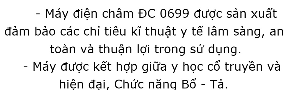 Máy điện châm 5 giắc - Hộp Vàng ĐC0699 được sản xuất đảm bảo các chỉ tiêu kĩ thuật y tế lâm sàng, an toàn và thuận lợi 61 Máy điện châm 5 giắc - Hộp Vàng ĐC0699 được sản xuất đảm bảo các chỉ tiêu kĩ thuật y tế lâm sàng, an toàn và thuận lợi
