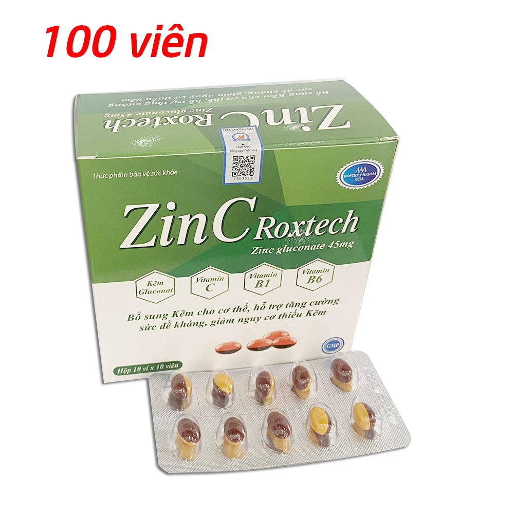 Viên uống ZinC Roxtech bổ sung kẽm giúp cơ thể tăng sức đề kháng - Hộp ...
