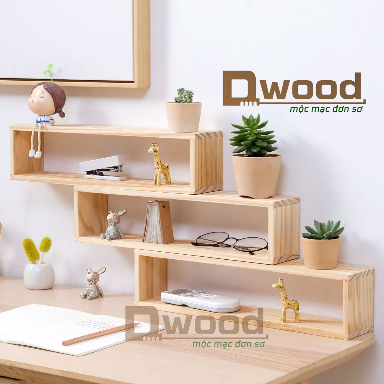 Kệ gỗ để bàn trang trí Dwood - 1 cái- Chuyenmoc.com