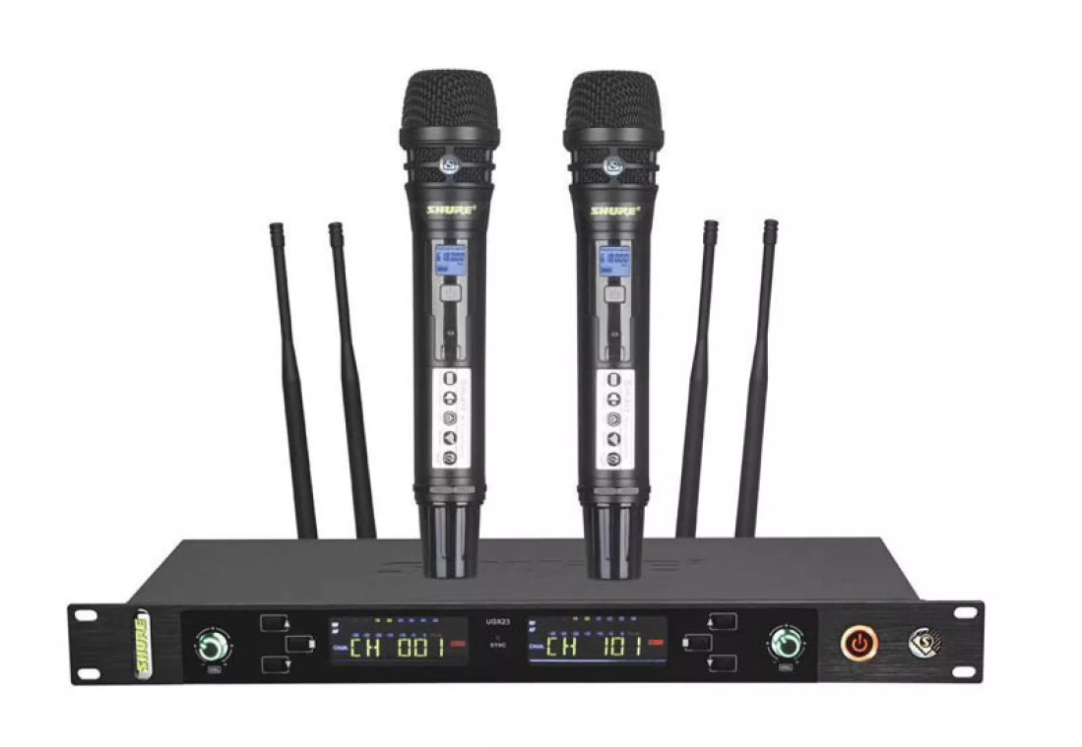Micro Karaoke Không Dây SHURE UGX-23 Cao Cấp - Micro Shure UGX 23 Plus ( 4 Râu )Chuẩn Main Đỏ , Có Chế Độ Tự Ngắt, Sóng UHF Cực Khỏe, Mic Bắt Tiếng Cực Nhạy, Hát Karaoke Cực Hay, Siêu Chống Hú, Màn Hình Led Hiển Thị