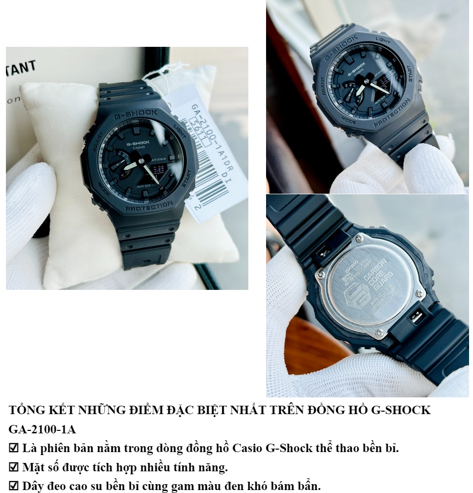 Đồng hồ Nam thể thao Casio G-Shock GA2100 1A1 Full đen Chống